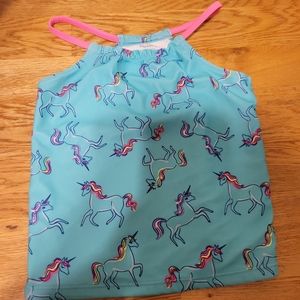 Carter's girls bathing suit, size 6/6x, 2 piece, aqua with unicorn design